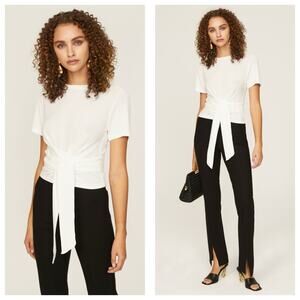 Modern Citizen Jude Cropped Wrap Top Size Small White Crepe Minimalist Chic